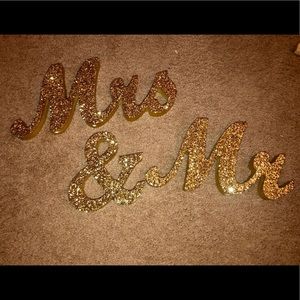 Mr. and Mrs. gold glitter